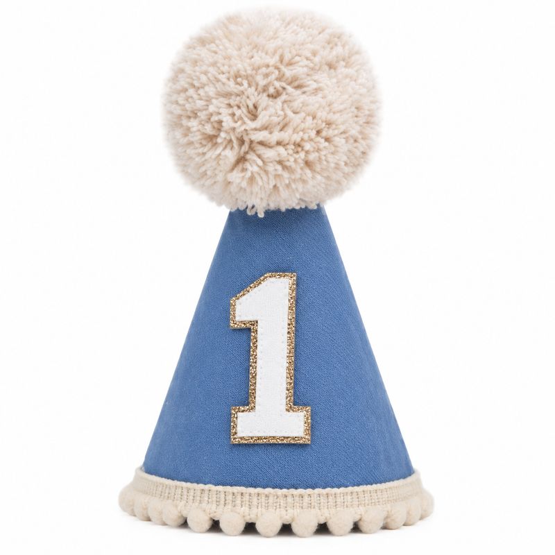One  Blue &amp; Tan Birthday Hat