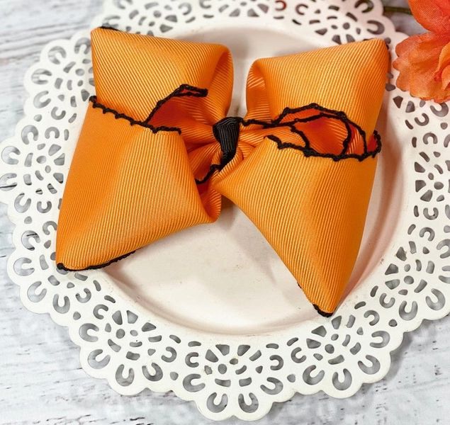 Orange Black Moonstitch Hairbow