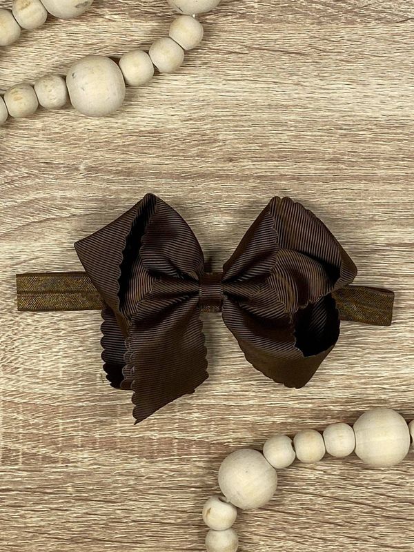 4.5" Scalloped Bow | Chocolate / Headband