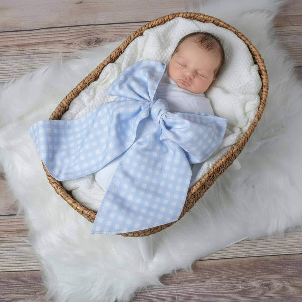 Newborn Swaddle Sash Blue Gingham