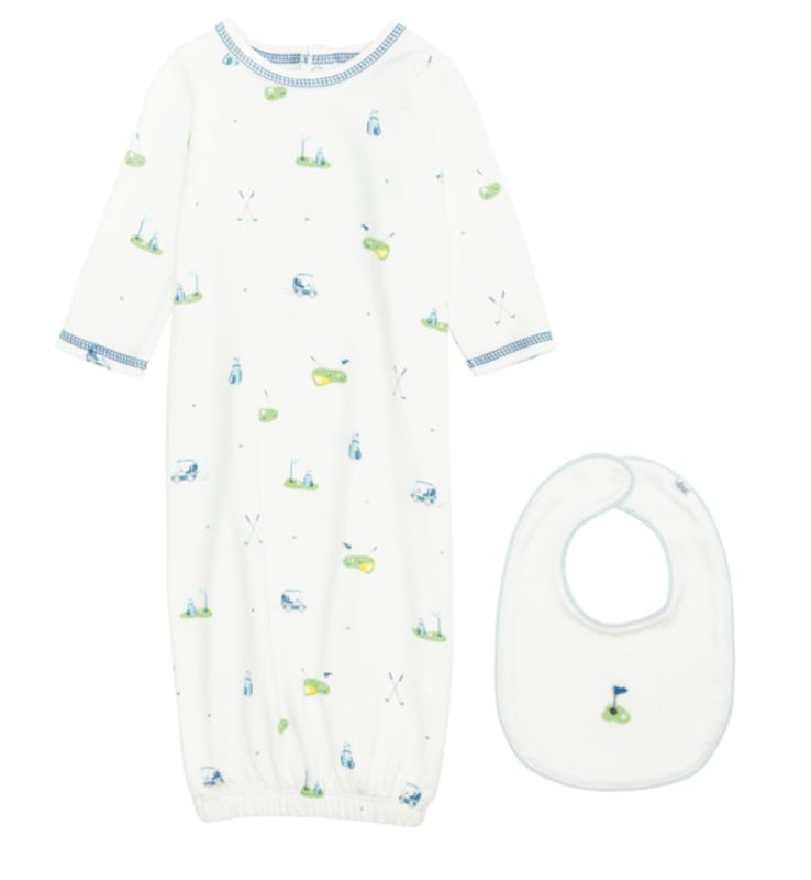 Embroidered Golf Gown &amp; Bib Set