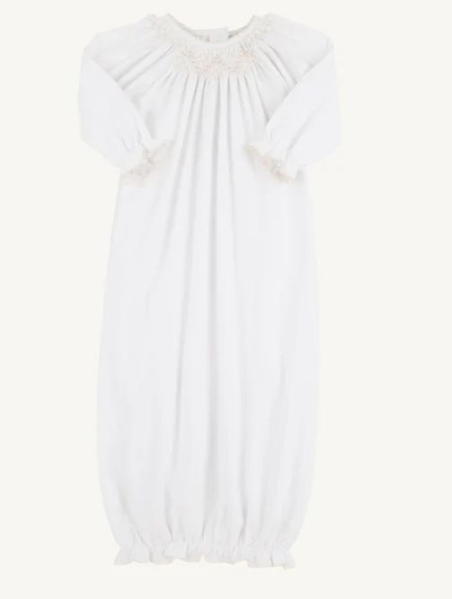 Sweetly Smocked Greeting Gown- White