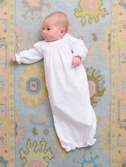 Sweetly Smocked Greeting Gown- White