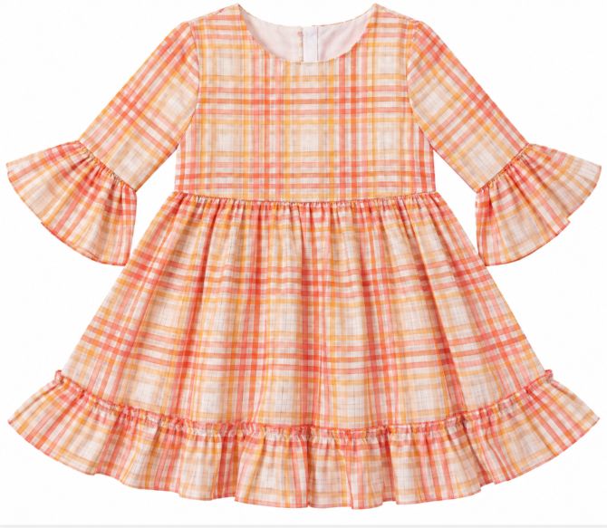 Fall Plaid LS Ruffle Dress