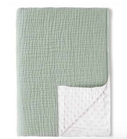 Muslin Minky Blanket- Sage