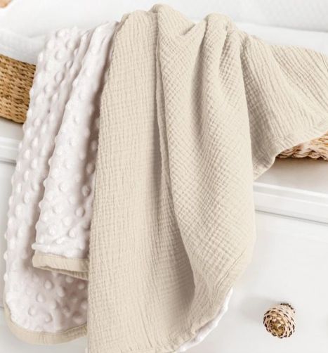 Muslin Minky Blanket- Cream