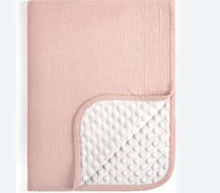 Muslin Minky Blanket- Pink