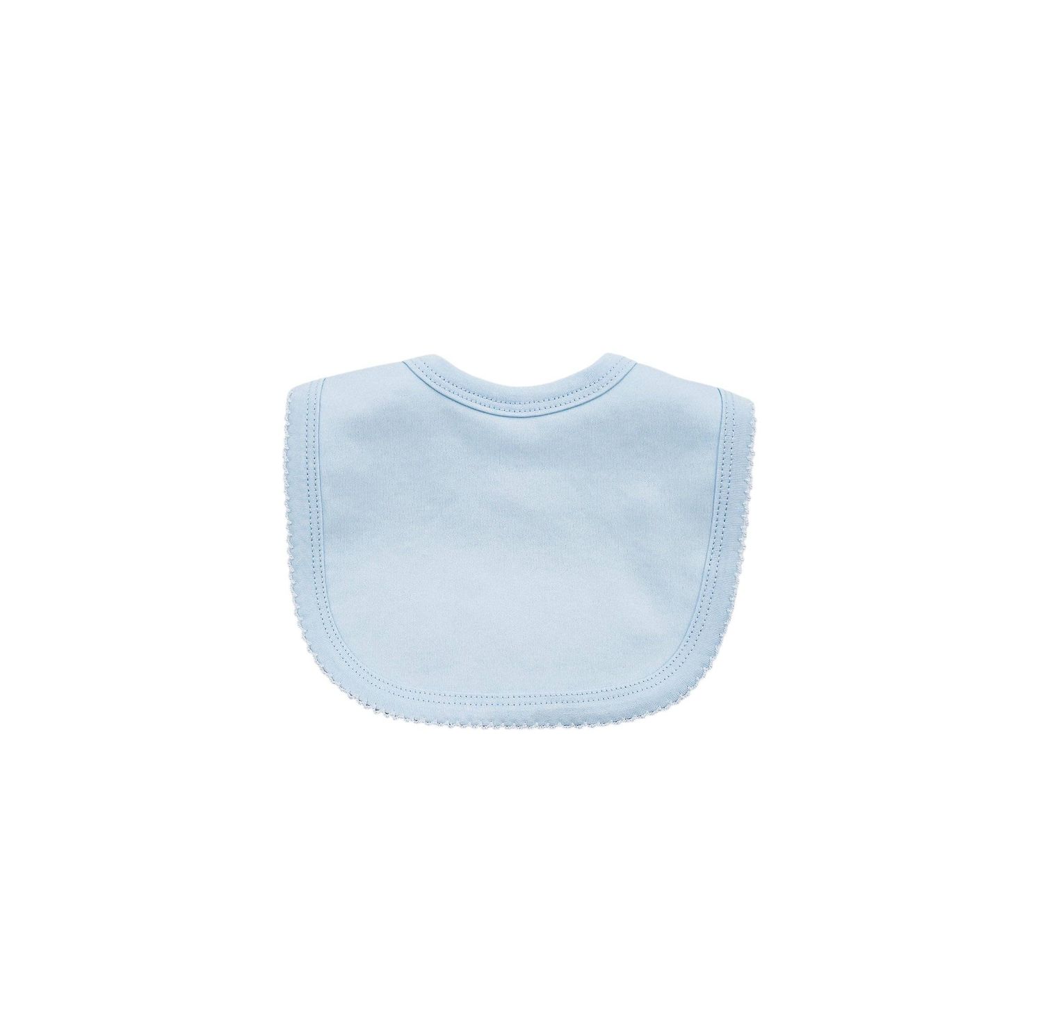 Bib- Blue W White Picot Trim