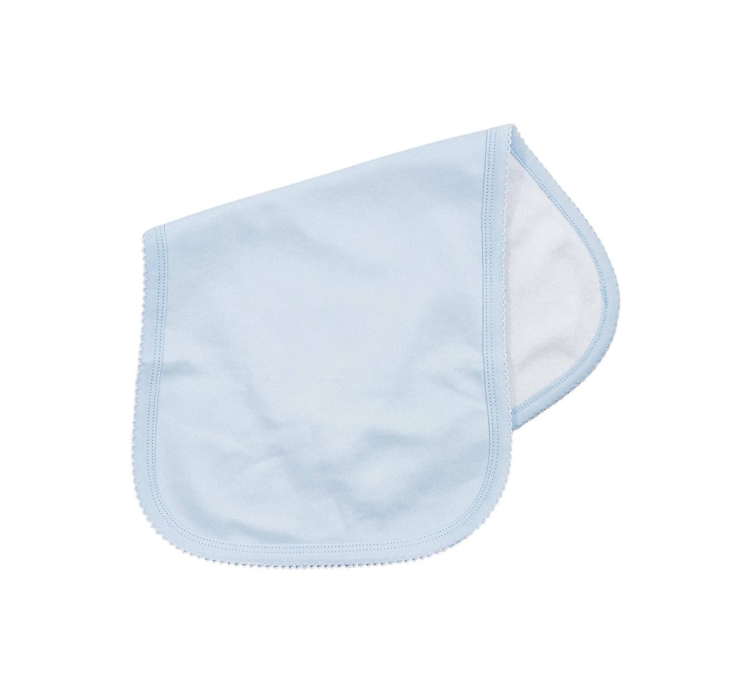 Burp Cloth - Blue W White Picot Trim