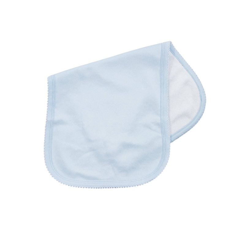 Burp Cloth - Blue W White Picot Trim