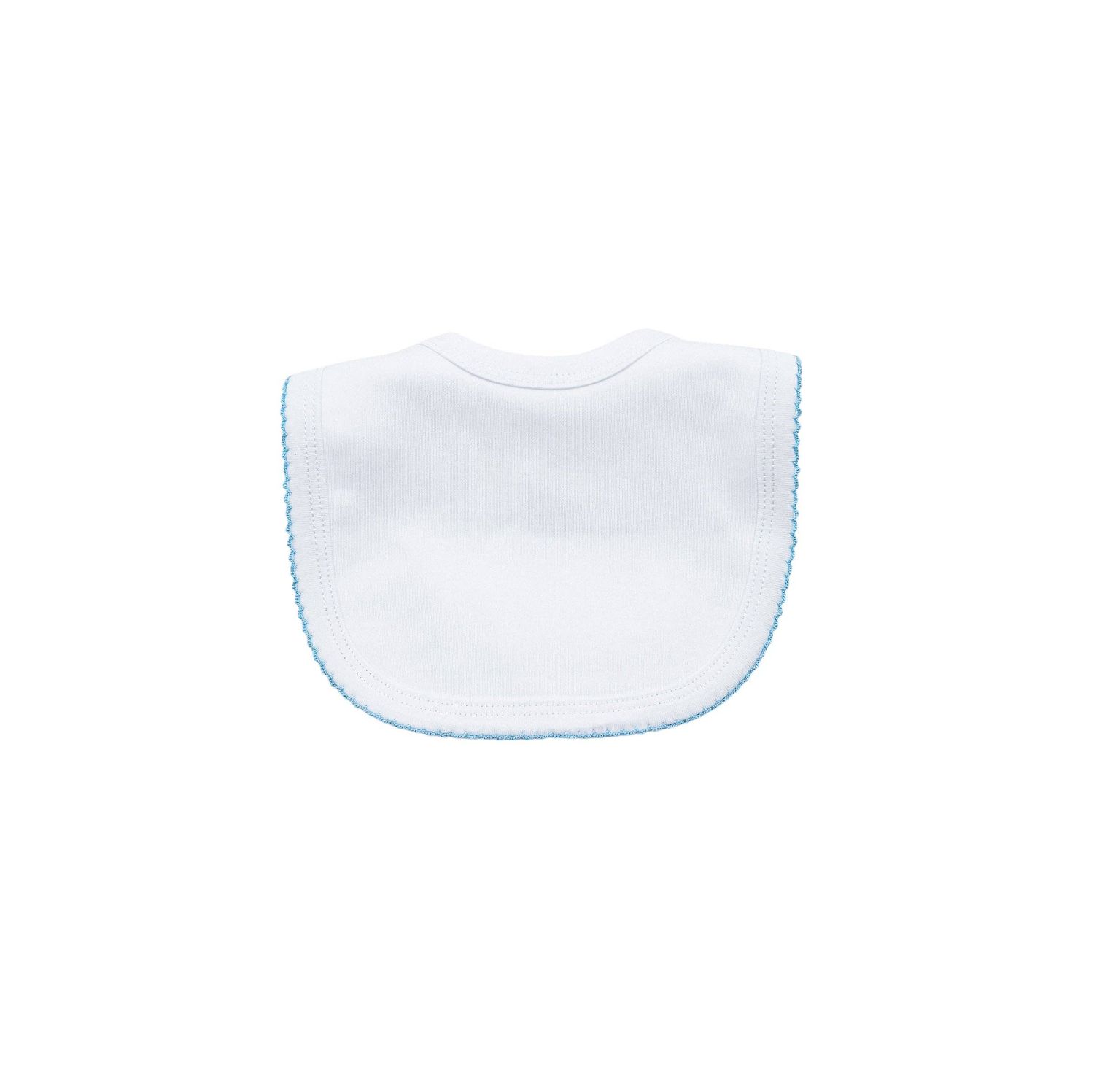 Bib - White W Blue Picot Trim