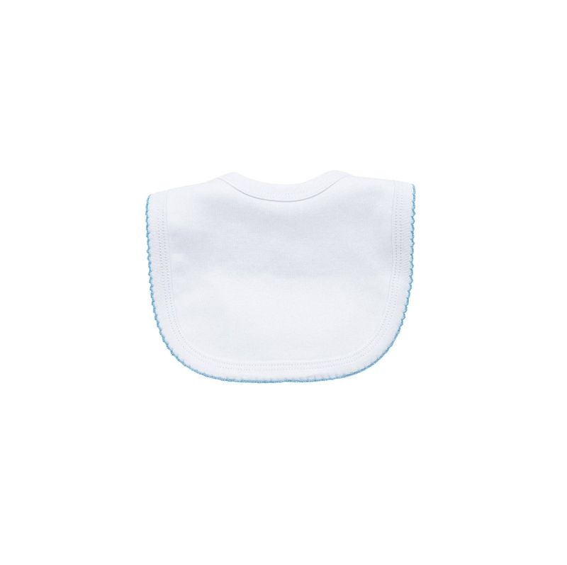 Bib - White W Blue Picot Trim