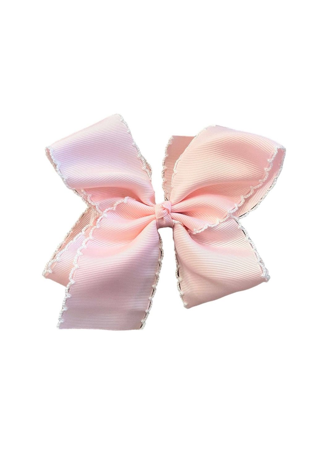 Large Pink w/ White Picot Trim Bow