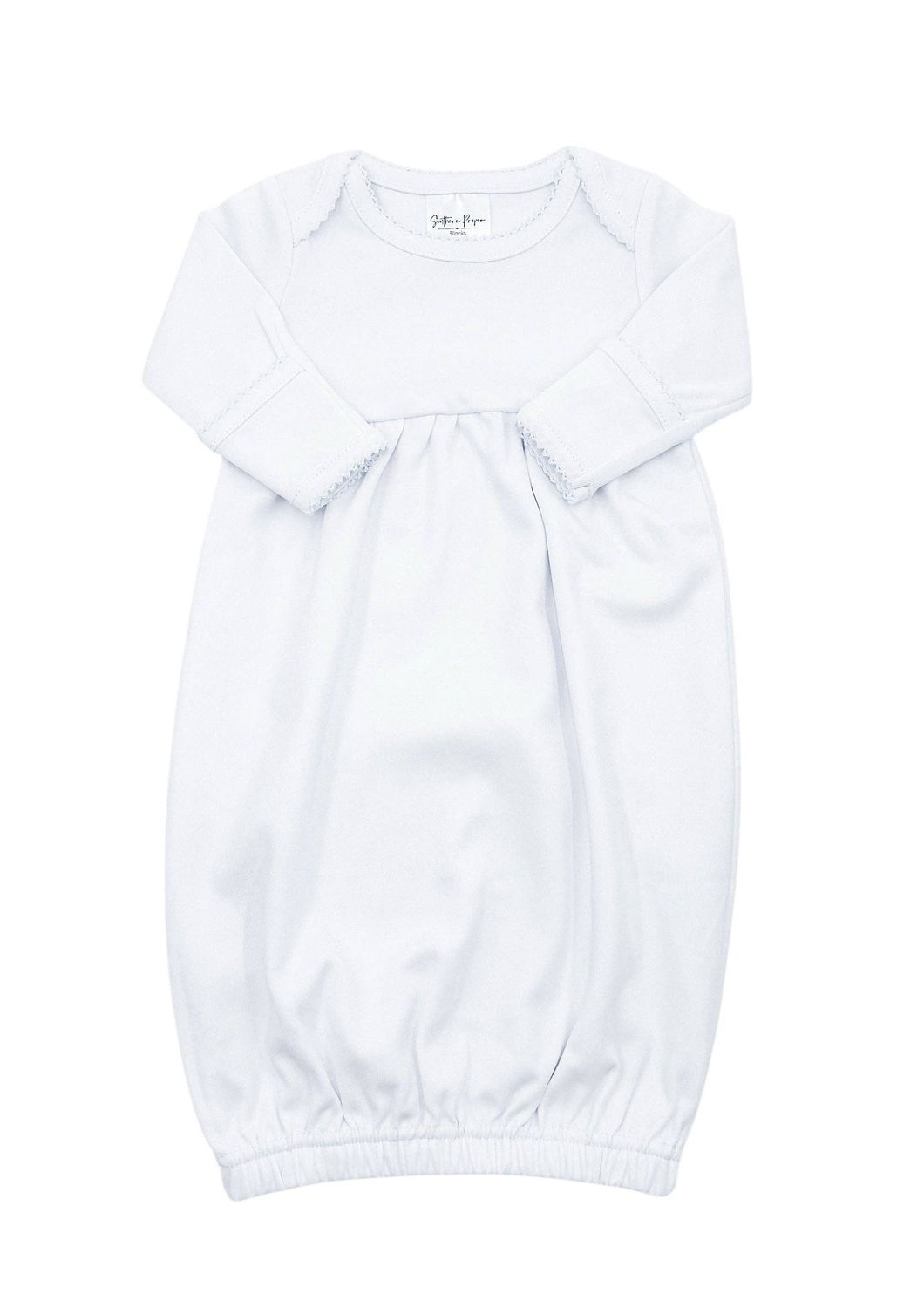 Gowns - Picot Trim: Newborn / White w/ White