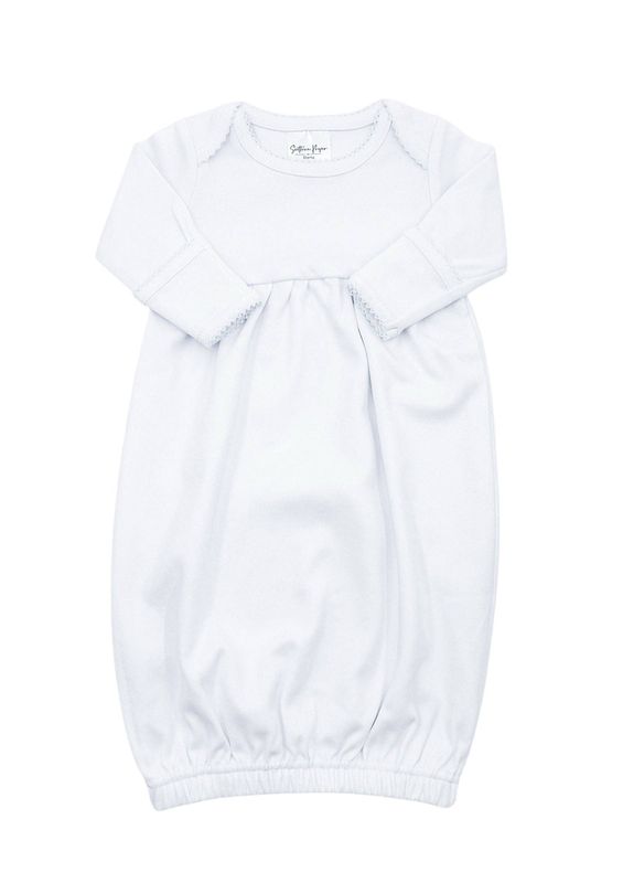 Organic Cotton Gown White w/ White Picot