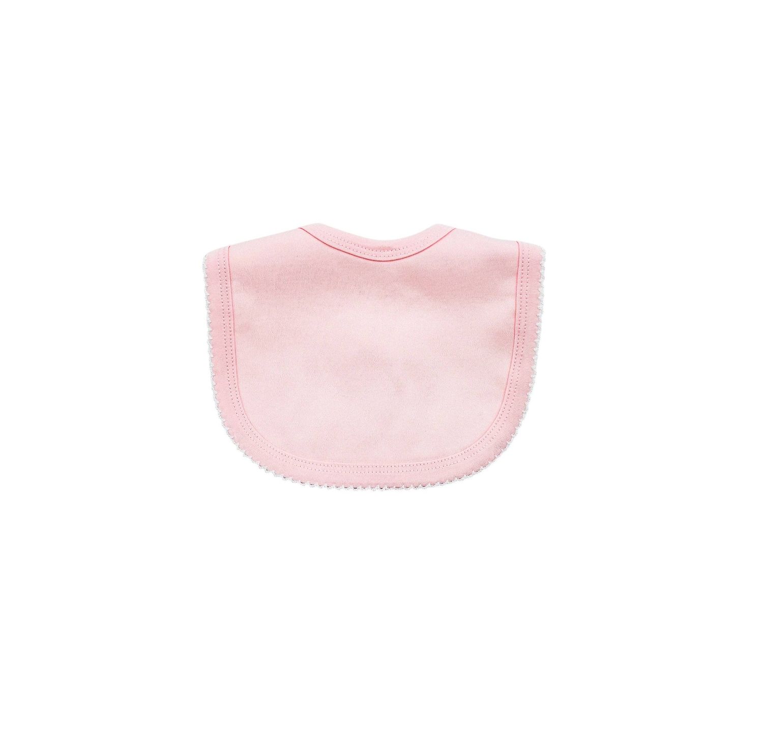 Bib - Pink W White Picot Trim