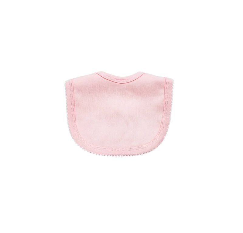 Bib - Pink W White Picot Trim