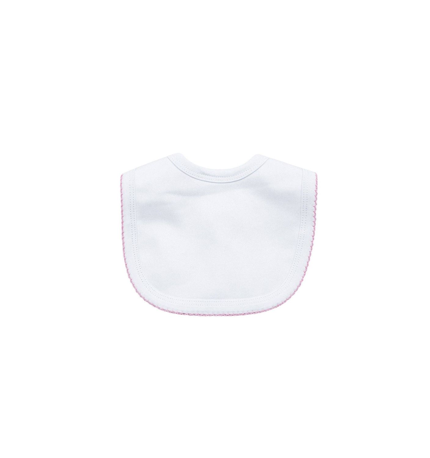 Bib -White W Pink Picot Trim