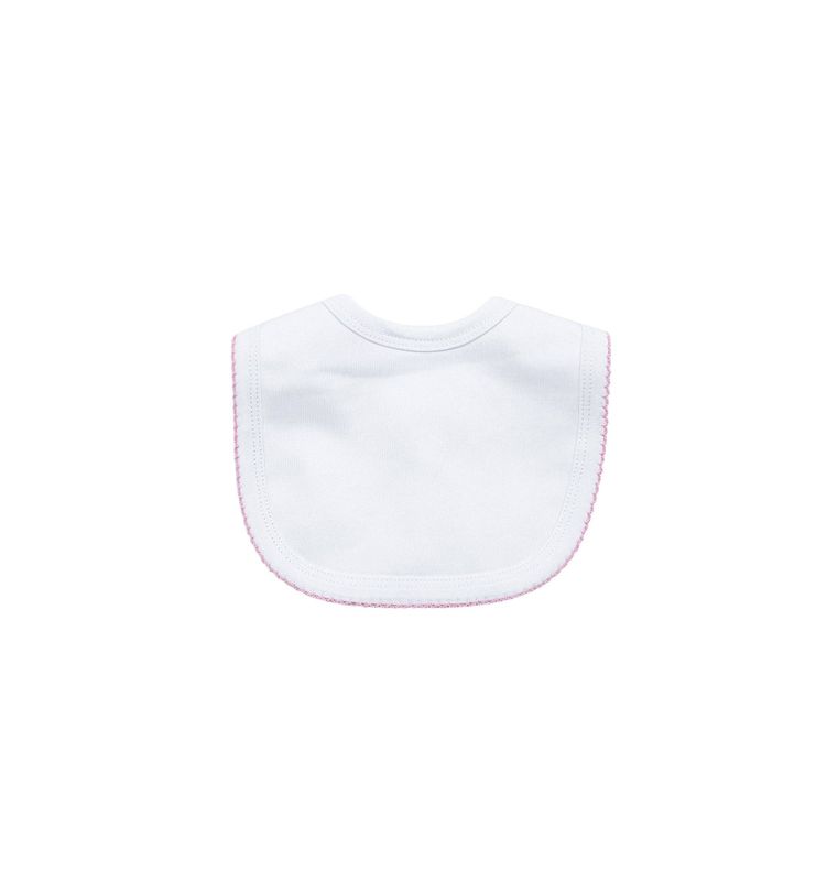 Bib -White W Pink Picot Trim