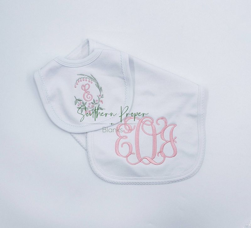 Burp Cloth White W Pink  Picot Trim