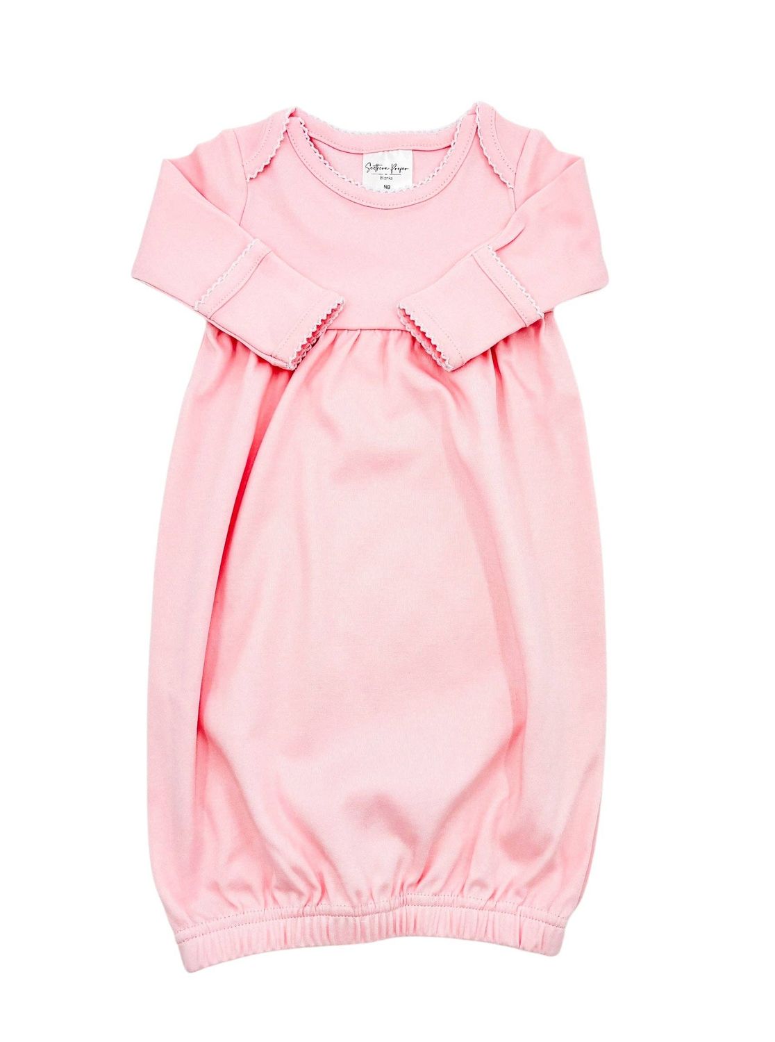 Gowns - Picot Trim: Newborn / Pink w/ White