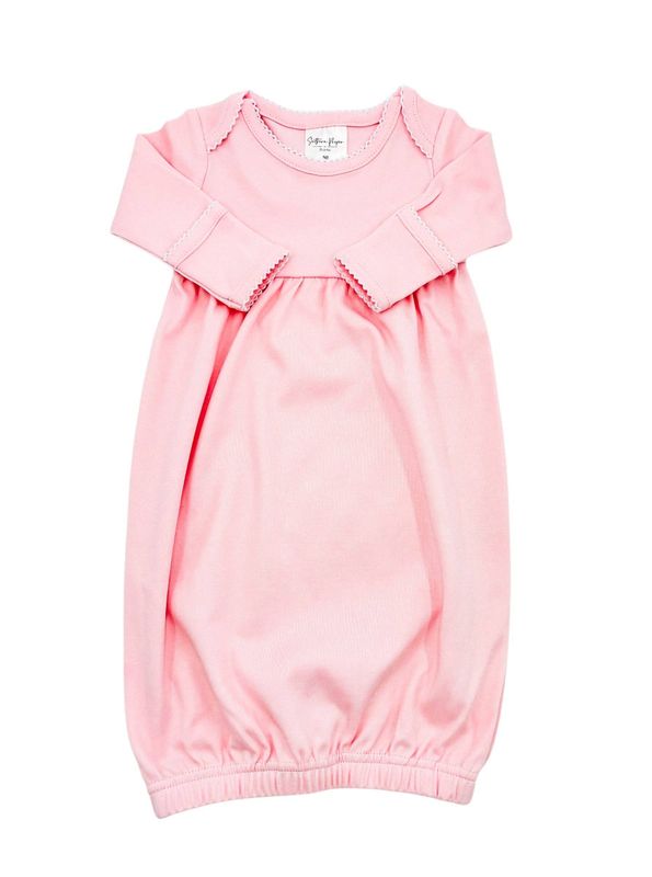 Organic Cotton Gown Pink w/ White Picot