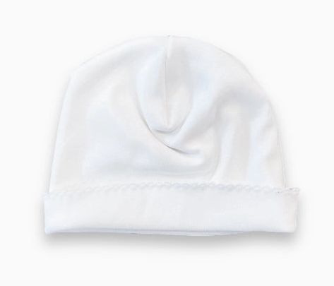 Newborn Hat White w/White Picot
