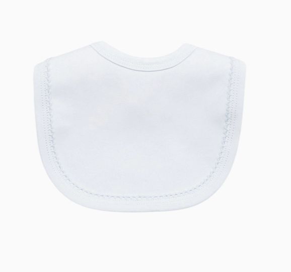 Bib- White W White Picot Trim