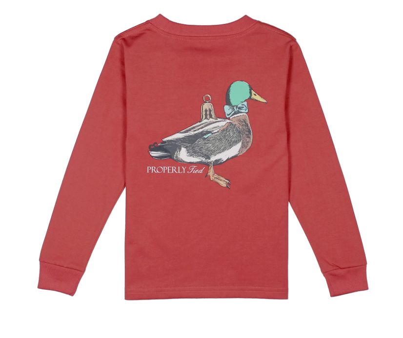 Boys Duck Ornament LS Cabernet T Shirt