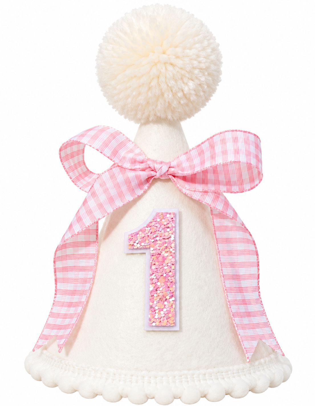 Cream Pink Glitter/Gingham One Hat