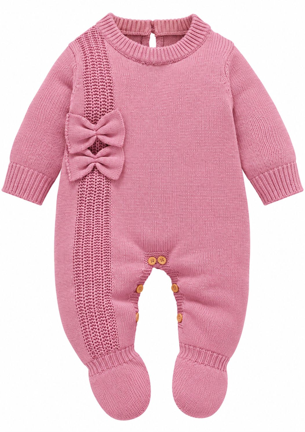 Mauve Knit Onesie w/side bows