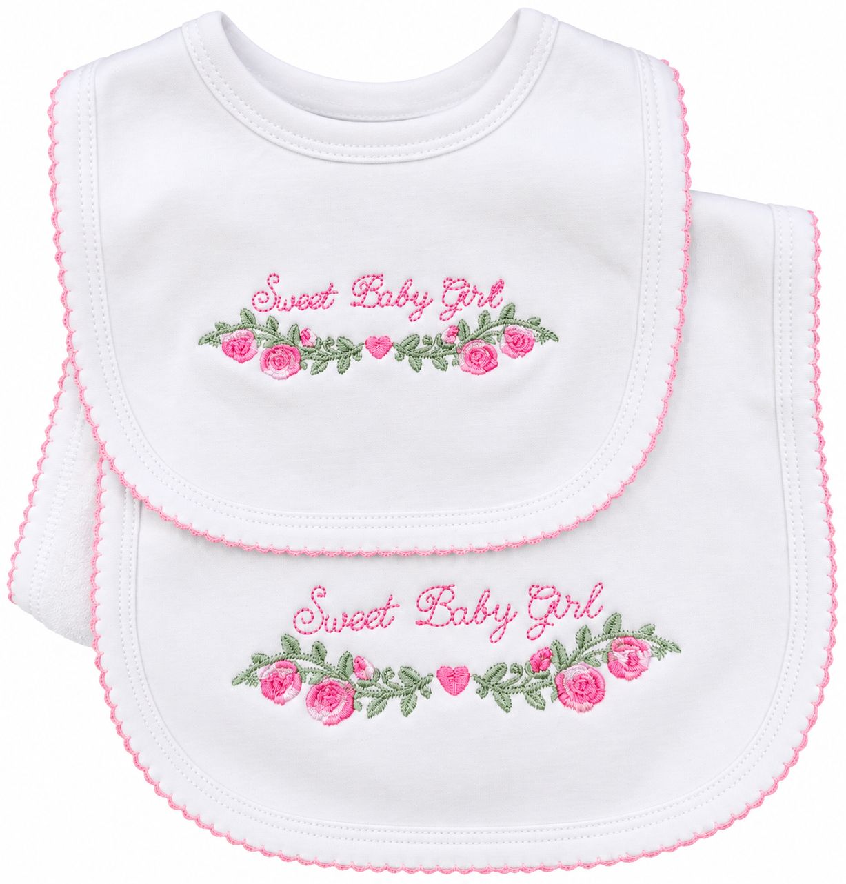 Sweet Girl Bib &amp; Burp Cloth Set