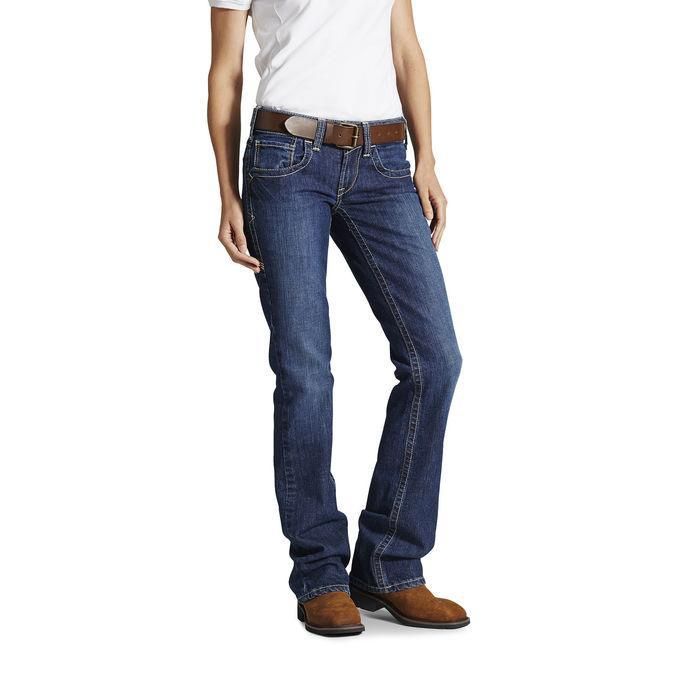 Ariat Womens FR Mid Rise Basic Boot Cut Jean Blue Quartz