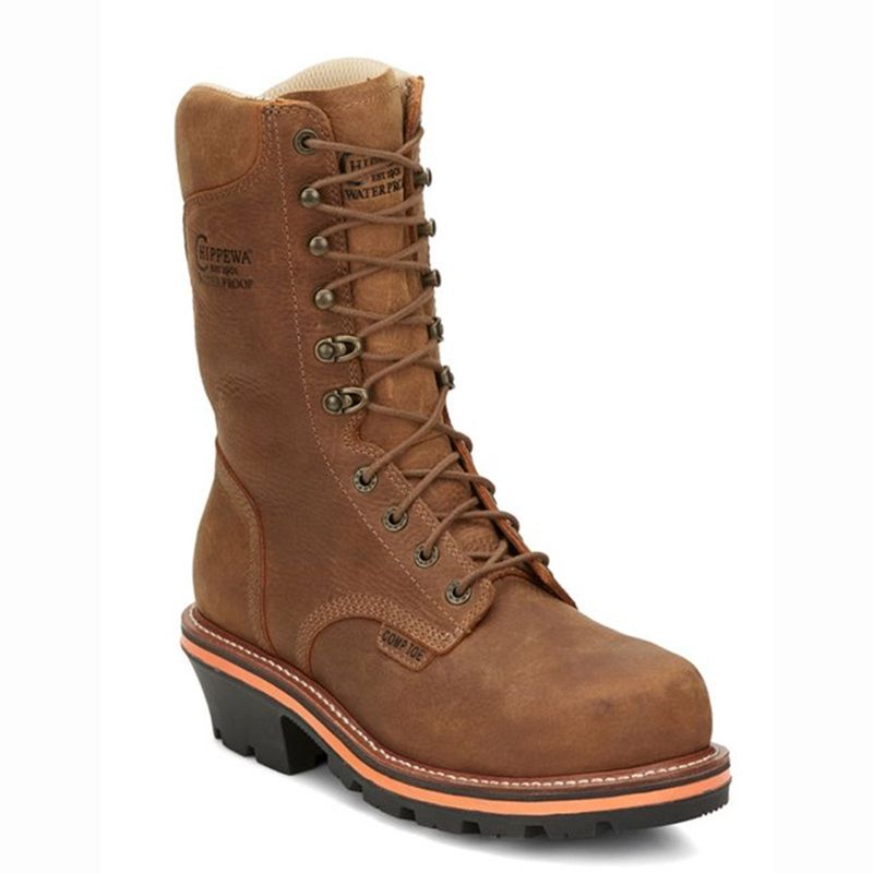 Chippewa Men&#39;s Thunderstruck 10&quot; Nano Comp Toe Work Boot Brown- TH1030
