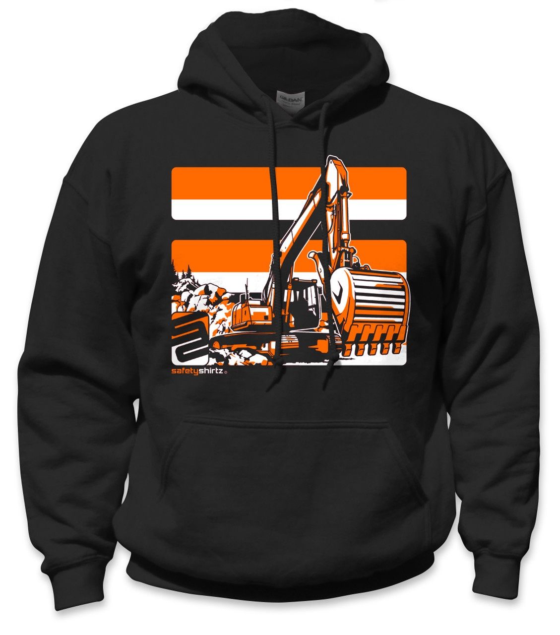 SafetyShirtz - Excavator Safety Hoodie - Orange/Black