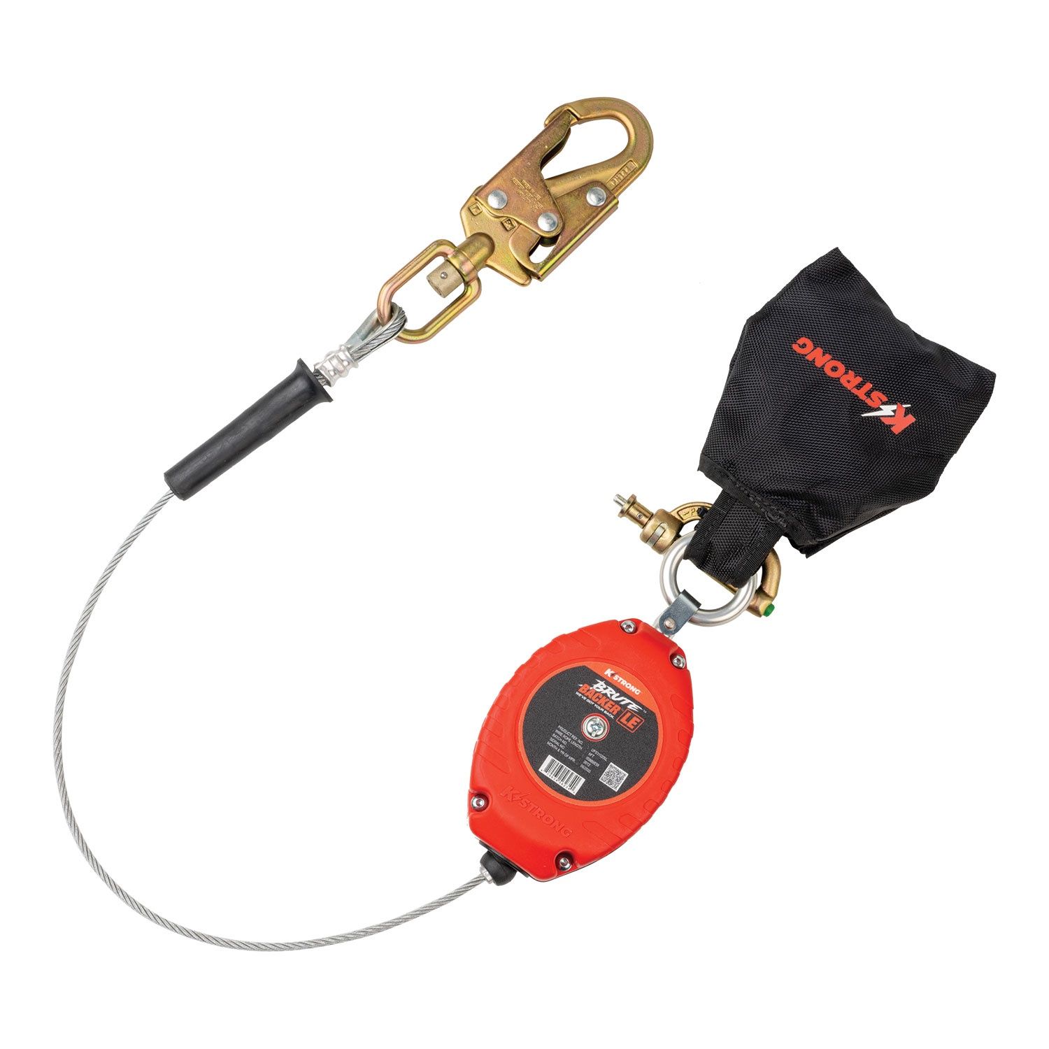 KStrong KStrong® BRUTE™ Backer™ LE 8.5 ft. Cable SRL-LE w/ Snap Hook at Connector End and Shock Pack w/ Twin SRL Connector at Top (ANSI)