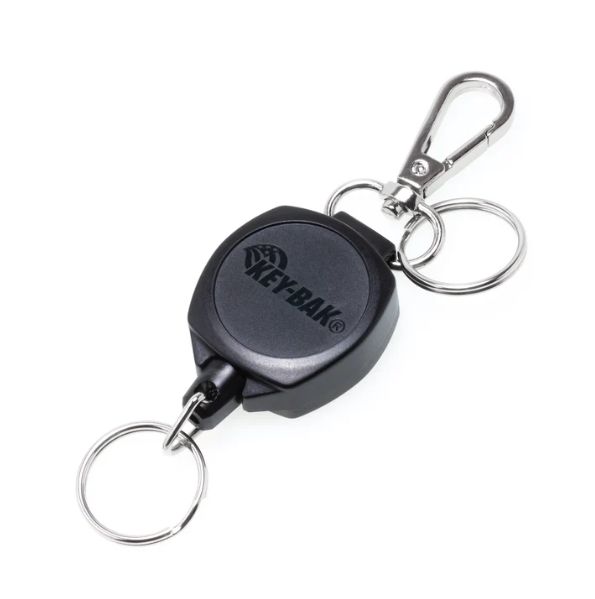 Key-Bak Snapback Retractable Keychain With 24 Inch Cut Resistant Cord, Charm Ring, And Easy To Use Clip