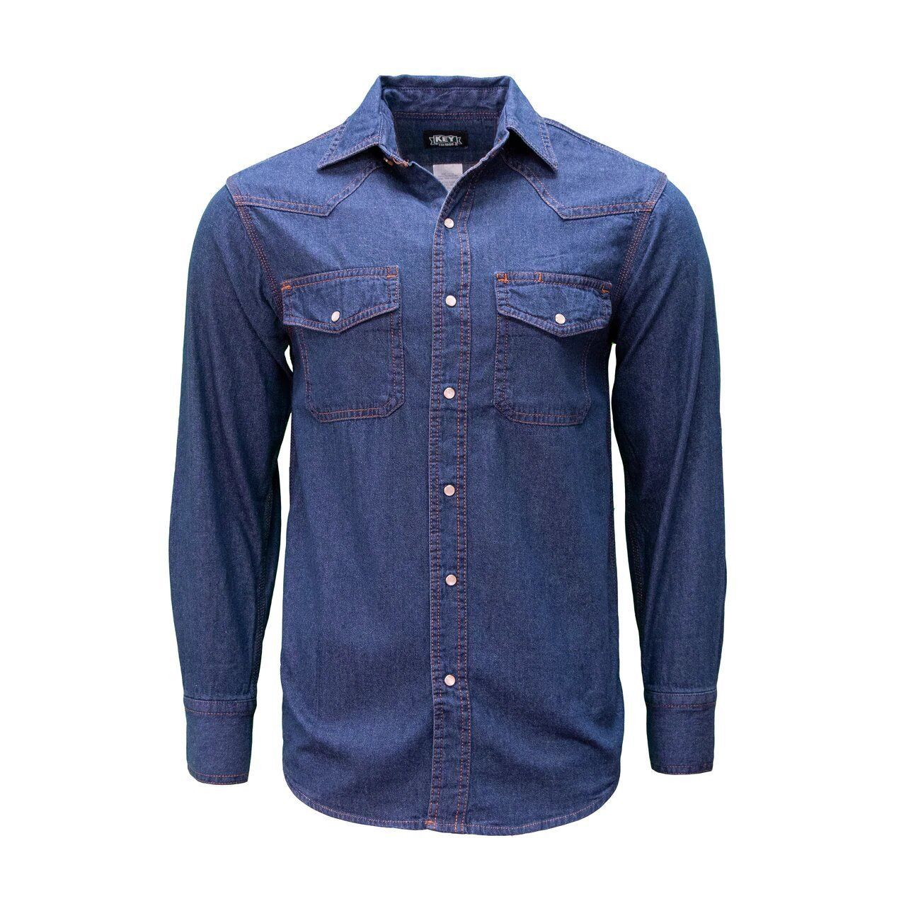 Key Snap Button, Western Style Denim Work Shirt 541.45