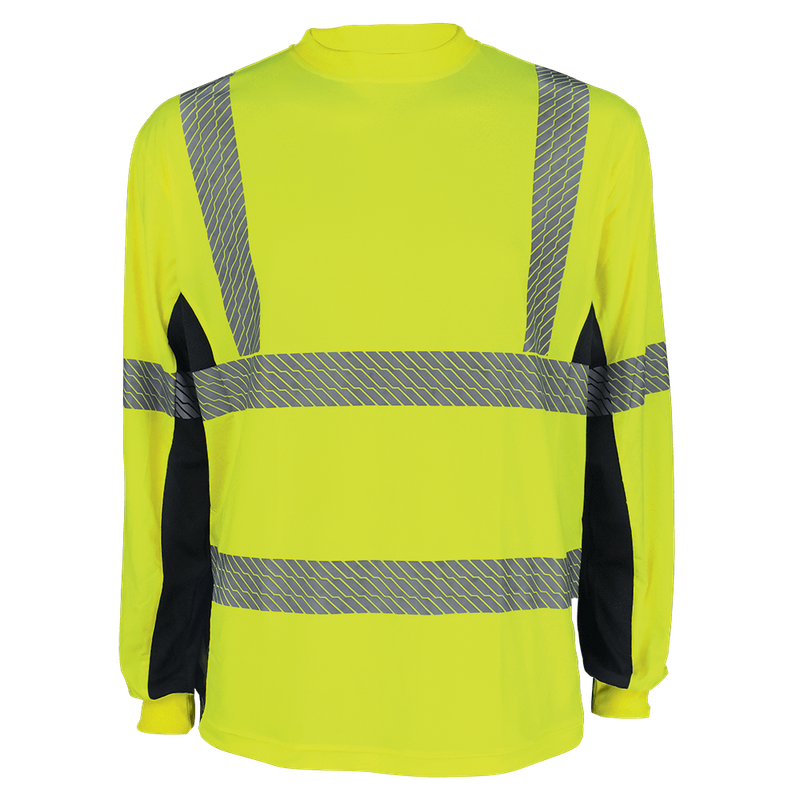 GGS FrogWear® HV Premium Athletic High-Visibility Long-Sleeved Shirt with Breathable Black Mesh - GLO-225LS