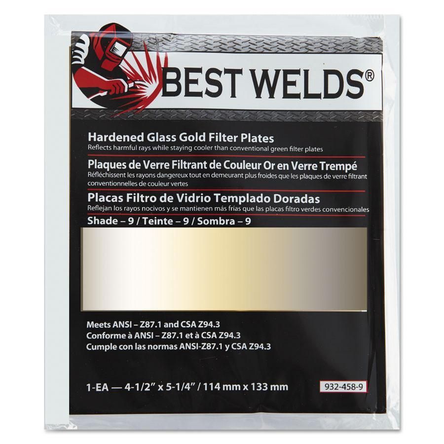 Best Welds Hardened Glass Gold Filter Plates 4 1/2&quot; X 5 1/4&quot;