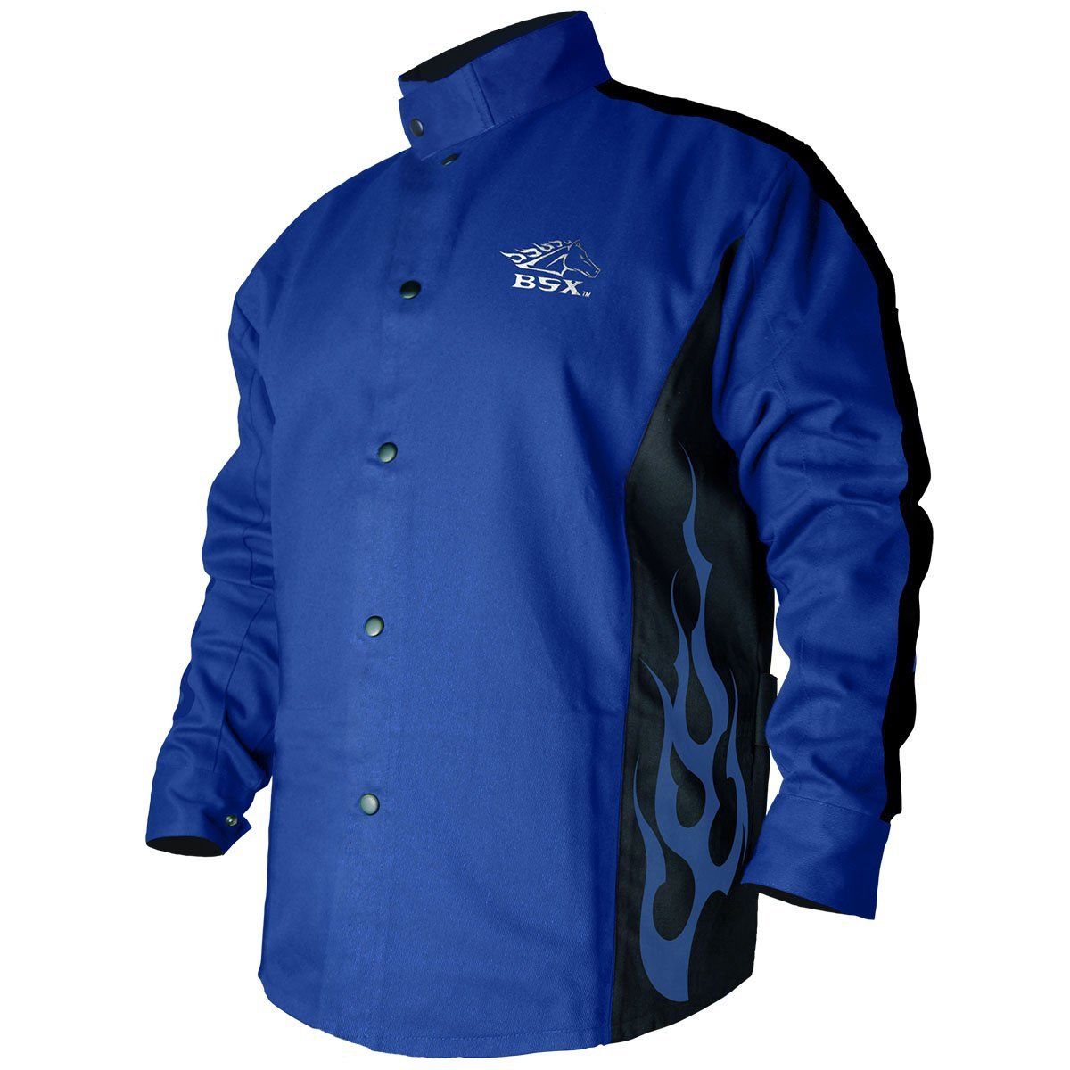 Black Stallion BXRB9C BSX® Contoured FR Cotton Welding Jacket, Royal Blue &amp; Black