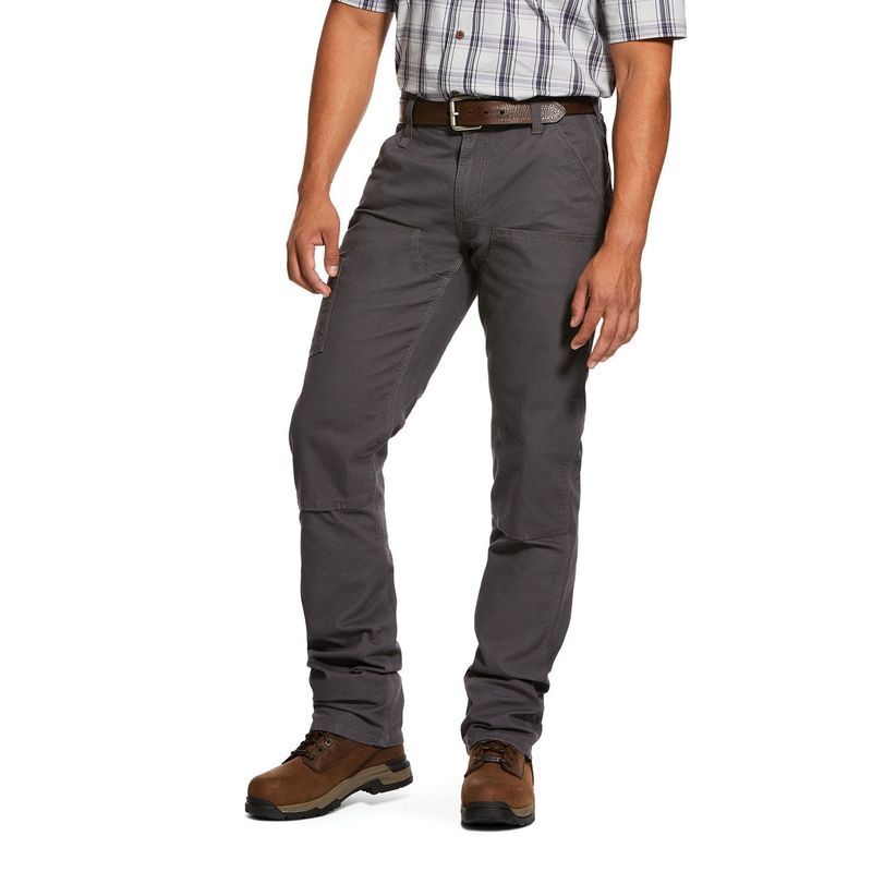 Ariat Rebar M4 Low Rise DuraStretch Made Tough Double Front Stackable Straight Leg Pant, Grey #10030234