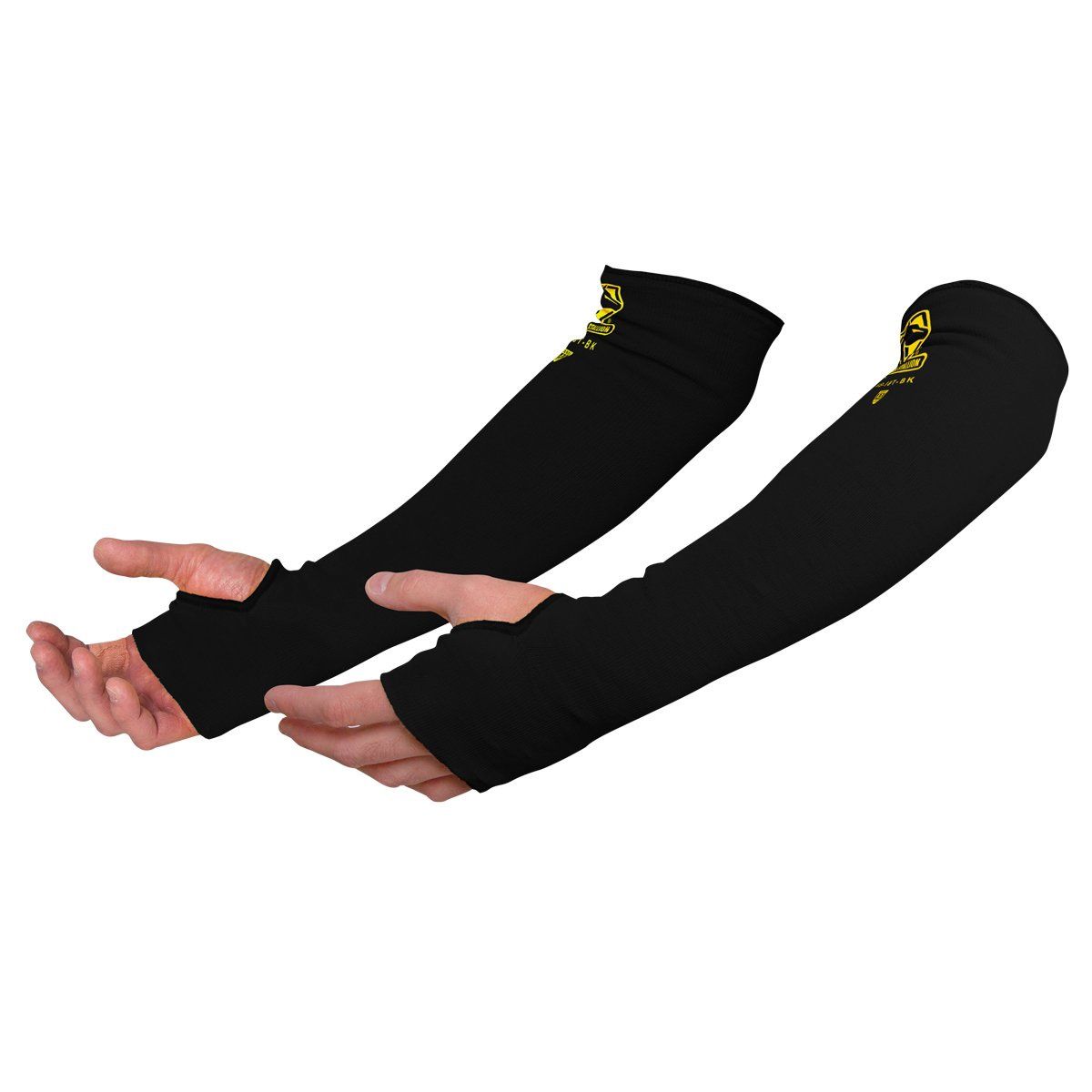 Black Stallion DuPont Kevlar Knit A3 Cut-Resistant 18&quot; Sleeves with Thumb Slot, Black