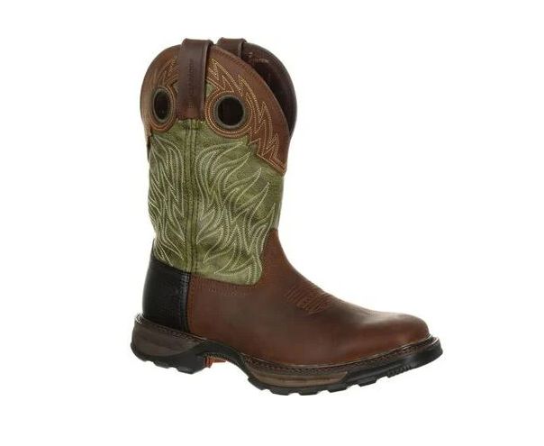 Durango 11&quot; Western Waterproof Oiled Brown/Forest Green Durango Maverick XP Soft Toe #DDB0177