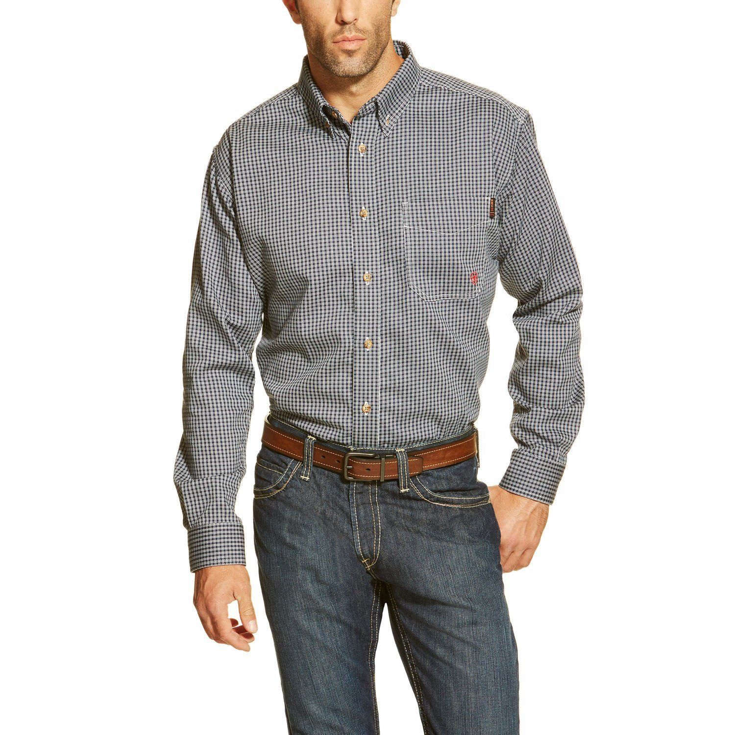 Ariat FR Blue Multi Plaid Work Shirt #10013513