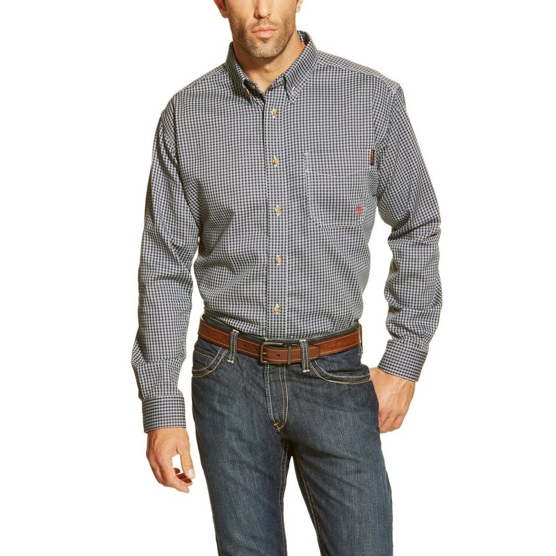 Ariat FR Blue Multi Plaid Work Shirt #10013513