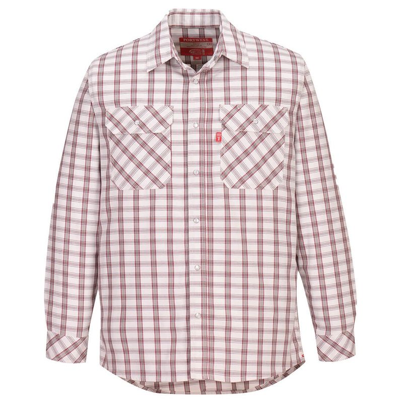 Portwest Bizflame 88/12 FR Plaid Shirt-UFR97-White Plaid