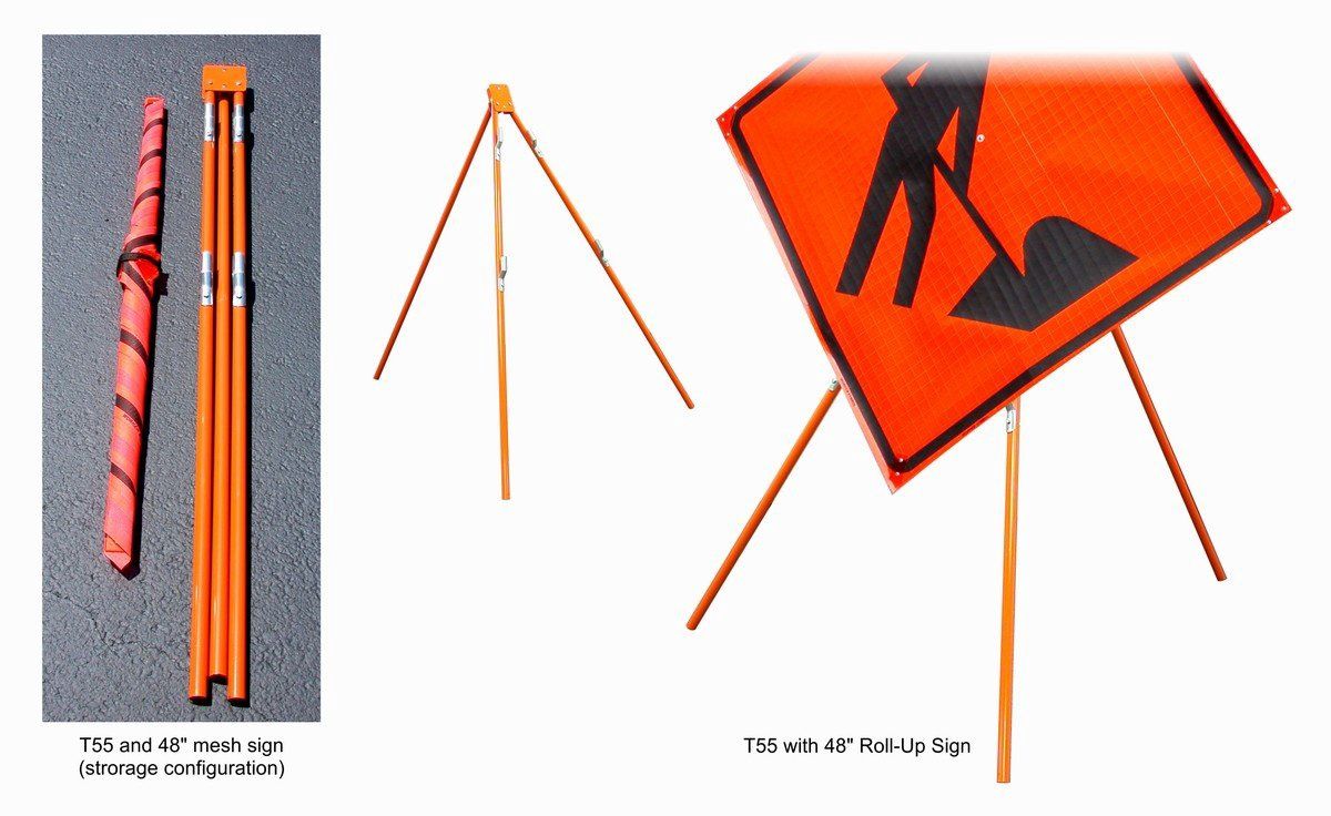 Dicke Safety Tripod Stand for Roll-Up and Rigid Signs #T55