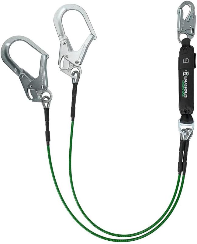 Safewaze Leading Edge 6&#39; Energy Absorbing Lanyard: Dual Leg, Rebar Hooks