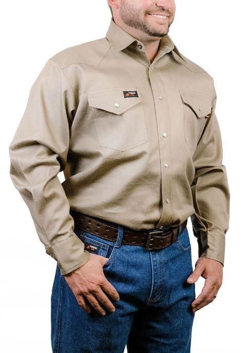Forge FR Snap Front Khaki Work Shirt